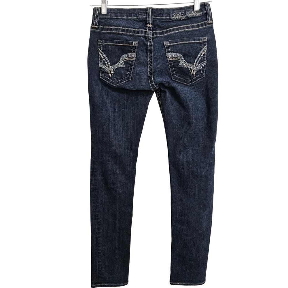 Big Star Jeans Women 30R Sweet Skinny Low Rise Dark Wash Contrast Stitch Y2K